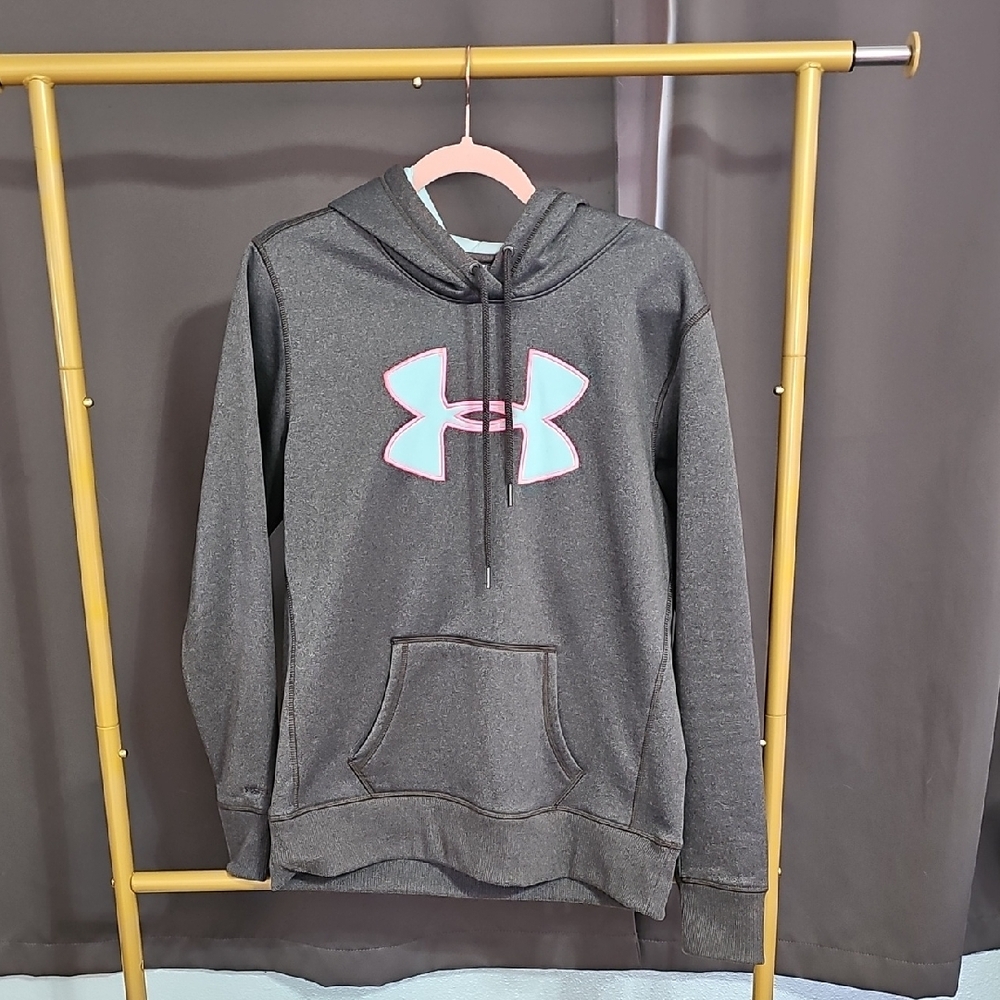 Under Armour Gray Hoodie with Pink Logo